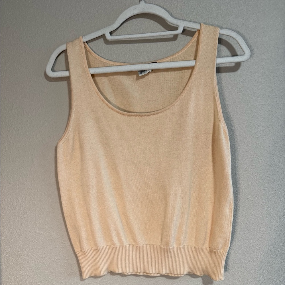 Peruvian Connection 100% Pima Cotton Sweater Tank Top Cream Size S
